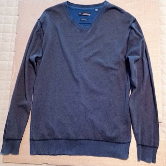 Buckle Black Athletic Fit XL Men's Tall crew neck sweater dark gray & blue trim - Picture 1 of 8